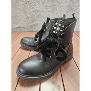 NEW Geox Respira Black Side zip Moto Combat‎ Boots with the Pearls EU 38 US 5.5